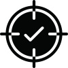 icon image of a checkmark inside a black circle