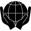 icon of globe surrounded by palms of hand