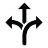 image of arrows pointing left, up and right