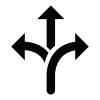 icon image of arrows pointing to the left, up and right
