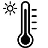 icon image of a thermometer showing a high temprature