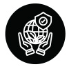 icon of a globe held in two palms with a check box on it