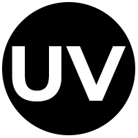 Letters UV in a black circle