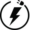 icon image of lightning in circle made with an electric cord