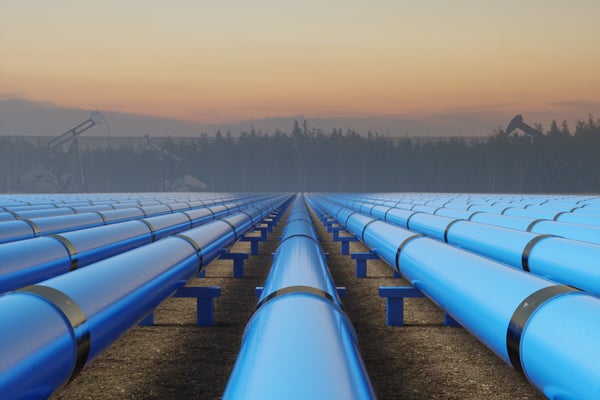 Rows of pipelines equipped with anti-corrosive Tapecoat